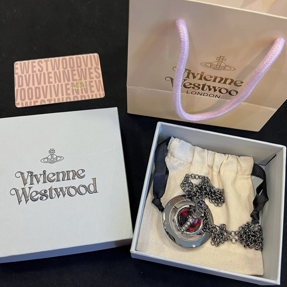 Vivienne Westwood Red and Silver Orb Necklace - Picture 6 of 10